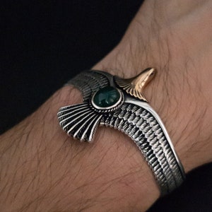 Adlerförmiges Silberarmband, Adler-Armband, 925 Sterlingsilber-handgemachter Herrenschmuck, verstellbares Armband, Herrengeschenk, Herrenschmuck