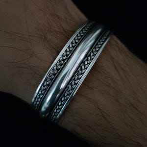 Dickes Sterling Silber Manschette Band Armband, dickes verstellbares Armband, Herren Silber Armband, 925 Stirling Silber Herren Armband, Geschenk für ihn