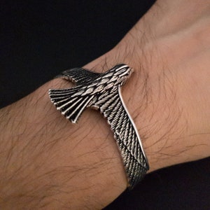 Adler-Armband, Adler-Manschette handgemachtes 925 Sterlingsilber-Herrenarmband, bestes Geschenk für Männer, verstellbares Armband, Herrenschmuck