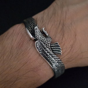 Adlerförmiges Silberarmband, Adler Armband, 925 Sterling Silber Handgemachter Herrenschmuck, verstellbares Armband, Herrenschmuck, Herrengeschenk