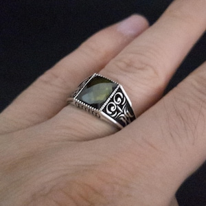 Anillo de piedra preciosa para hombre, anillo de plata de ley 925 para hombre, regalo para hombre, joyería para hombre, regalo de cumpleaños, regalo para hombre