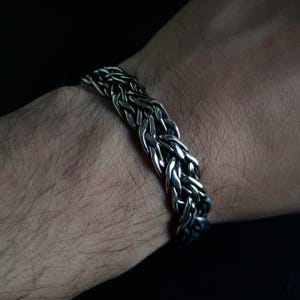 Handgemachtes geflochtenes Armband für Herren, 925 Karat Sterlingsilberarmband, geflochtenes Armband, Herrenarmband, Herrenschmuck, Herrengeschenk, Geburtstagsgeschenk