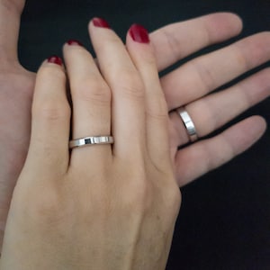 His and Her Matching Silver Wedding Bands, Custom Couple Name Rings, Name Ring, Wedding Ring, Engagement rings