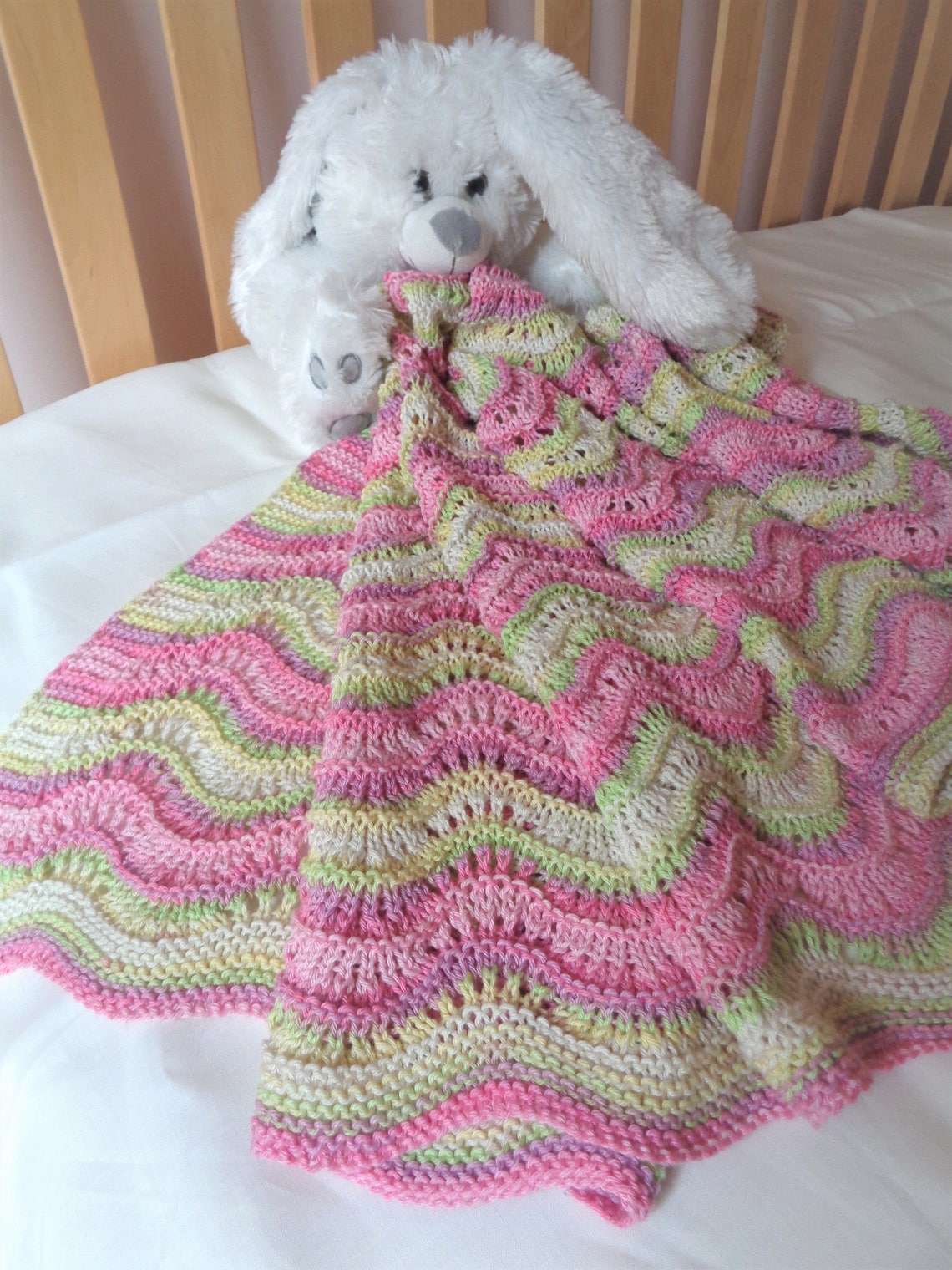 Hand knitted baby blanket Cotton baby blanket Knit newborn Etsy