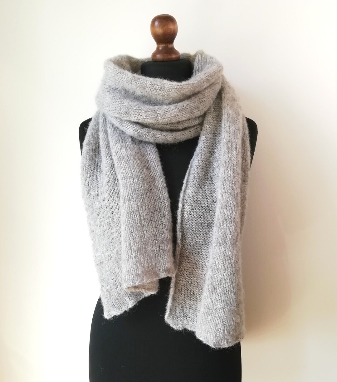 Alpaca Light Grey Scarf Brushed Alpaca Silk Scarf Knit Men