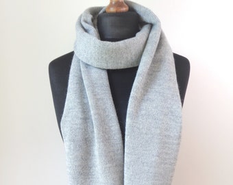 Gray alpaca silk scarf Knitted wool scarf shawl Knit alpaca wrap scarf