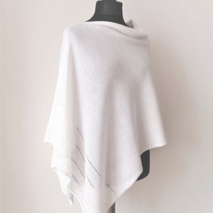 White wool poncho Women poncho wrap  Knit wool wrap cape