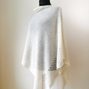 Mohair ivory poncho Mohair cashmere merino wrap Women poncho Knit poncho wrap Cream mohair poncho Wool poncho cape Knit wrap cape