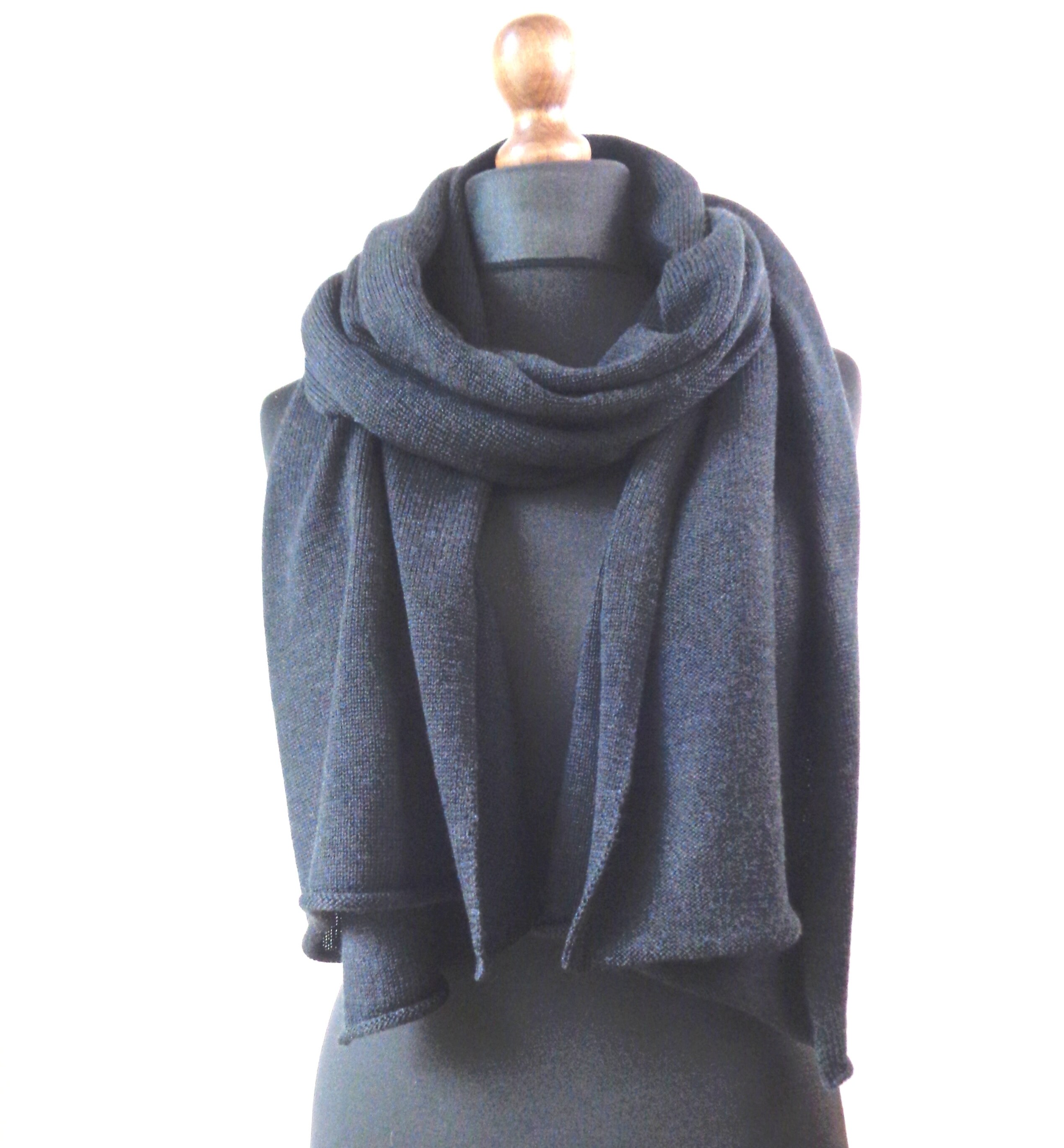 Cashmere scarf Wool very dark grey scarf Cashmere merino scarf | Etsy