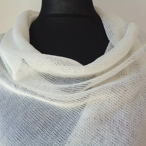 Ivory linen shawl Scarf for woman Wedding wrap Knit summer shawl Ivory white bridal wrap Natural linen scarf image 7