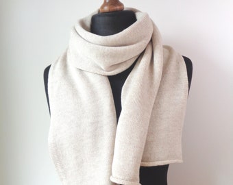 Light beige merino scarf shawl Knit merino wrap scarves Merino wool scarf