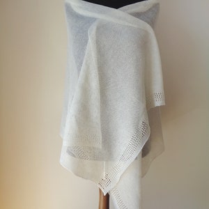 Ivory linen shawl Scarf for woman Wedding wrap Knit summer shawl Ivory white bridal wrap Natural linen scarf image 4