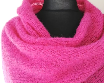 Alpaka Rosa Schal Schal gebürstet Alpaka Seide Schal stricken fuchsia rosa Alpaka Wolle Schal