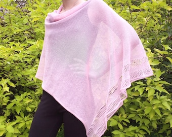 Knit Linen Poncho: Rose Pink Summer Wrap