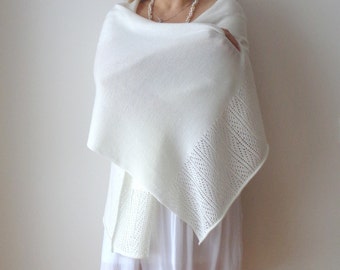 Wedding merino shawl Ivory wrap scarf Merino wool knit wedding shawl Ivory white bridal wrap