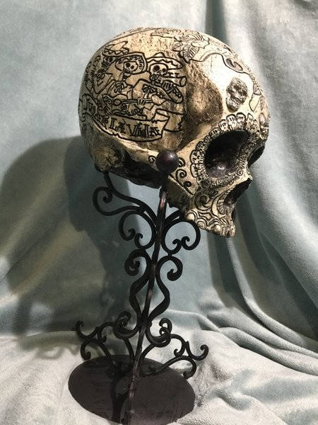 Dia De Los Muertos - Sugar Skull - Real Human Skull Replica Carved