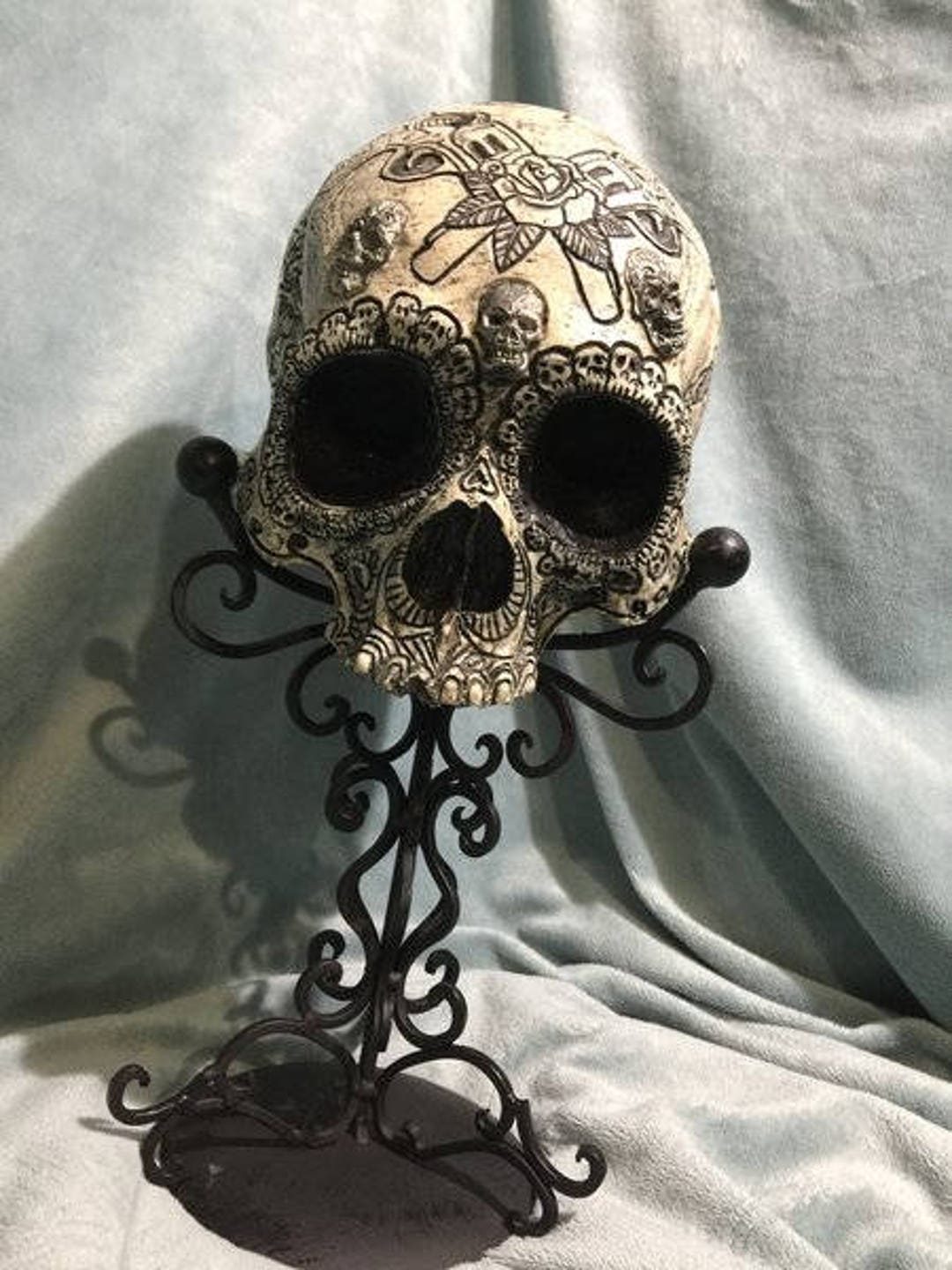 Dia De Los Muertos - Sugar Skull - Real Human Skull Replica Carved