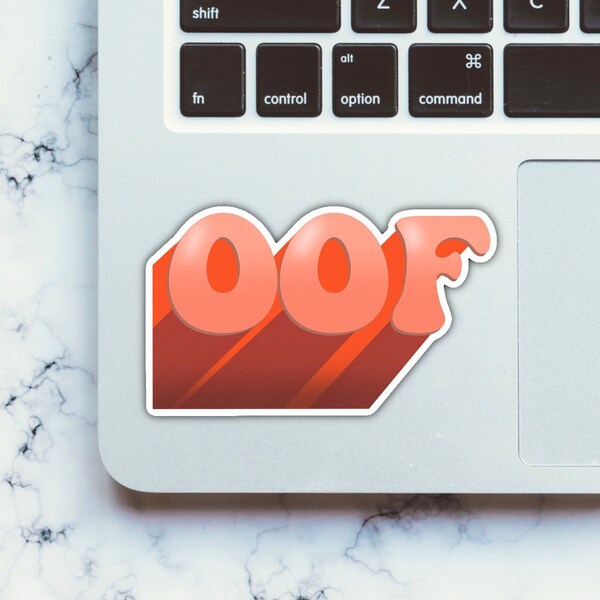 Glossy Vinyl Sticker: Oof Red Meme Comic Book Style Bubble letters Glossy Sticker