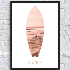 Surfboard Surf Print Surf Digital Print Surfing Print Sunset Beach Ocean Sand Instant Download Art Decor Beach House