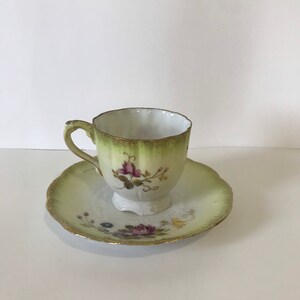 Vintage 40s GY Japonic coffee cup/ Antique Japonic teacup Hand Painted Porcelain Cup & Saucer Gold Trim