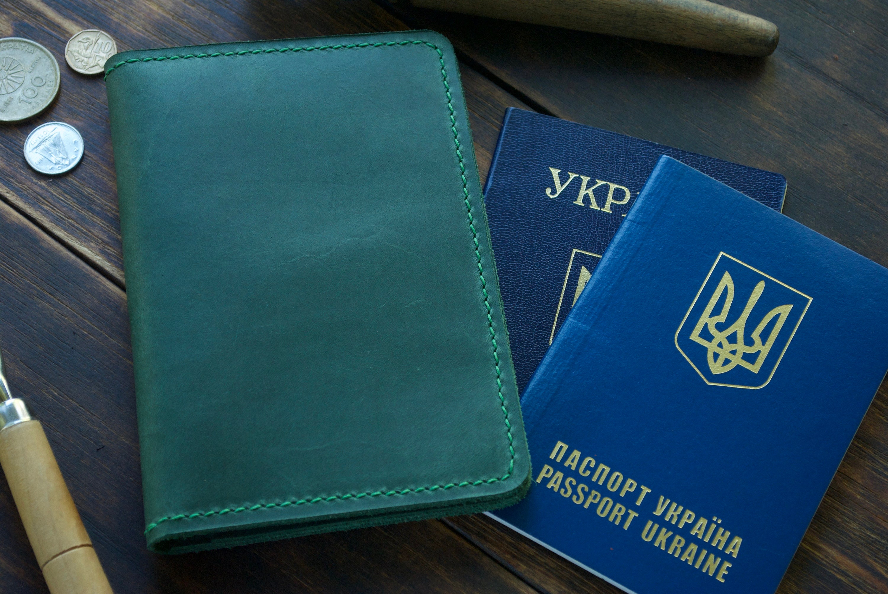 Navy blue leather passport cover Personalized passport Etsy