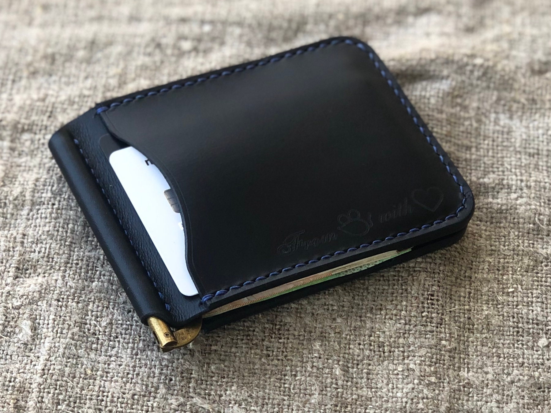Custom money clip wallet Personalized leather Etsy