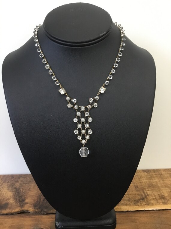 Antique Czech Crystal Drop Necklace