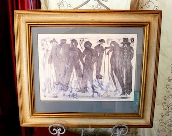 Mid-Century Modern Lithograph: Limited Edition Framed Black & White Art