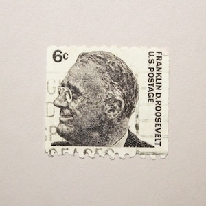 1966 Franklin Roosevelt 6 Cent Stamp: Black and White, Vibrant Colors