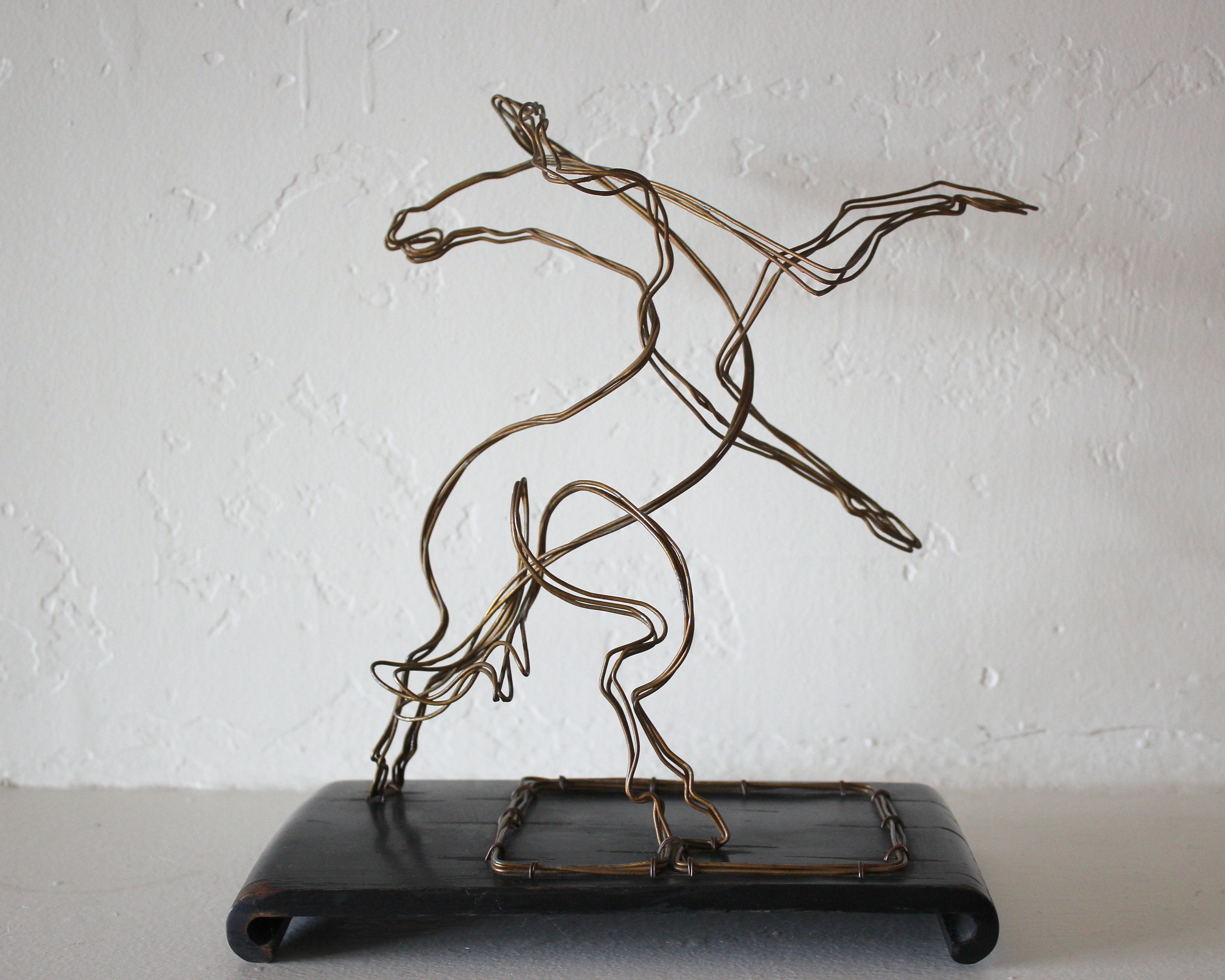 Mid Century Modern Horse Wire Art Stallion Figurative Sculpture