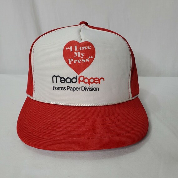 Vintage Mead Paper Snapback Employee Hat Forms Di… - image 2