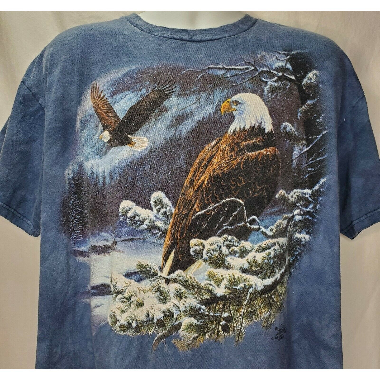 Vintage The Mountain Camiseta Bald Eagle Azul Tie Dye Tamaño XL