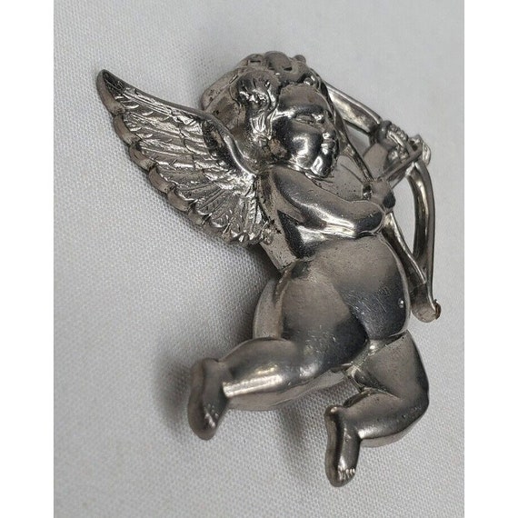 Vintage Silver Tone Chubby Cherub Cupid Brooch Pi… - image 10