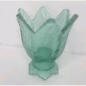 Vintage Fenton Art Glass Tulip 2-Wege-Kerzenhalter Kerzen Grün