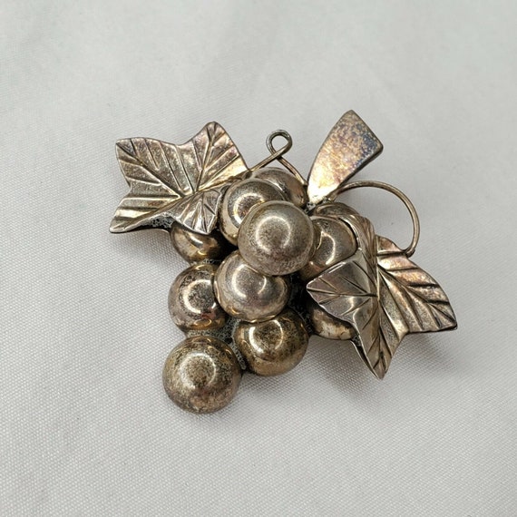 Vintage Grapes Brooch Mexican Sterling Silver Pin… - image 7