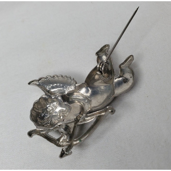 Vintage Silver Tone Chubby Cherub Cupid Brooch Pi… - image 5