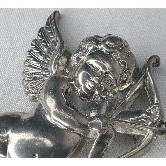 Vintage Silver Tone Chubby Cherub Cupid Brooch Pi… - image 3