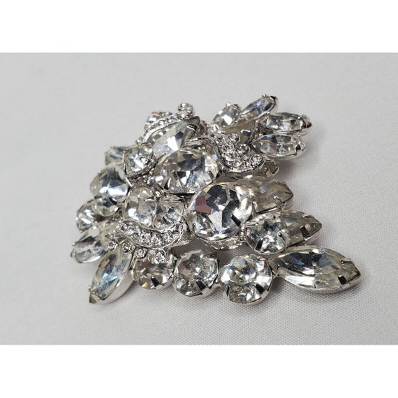 Vintage Weiss Rhinestone Brooch Faceted Clear Rho… - image 7