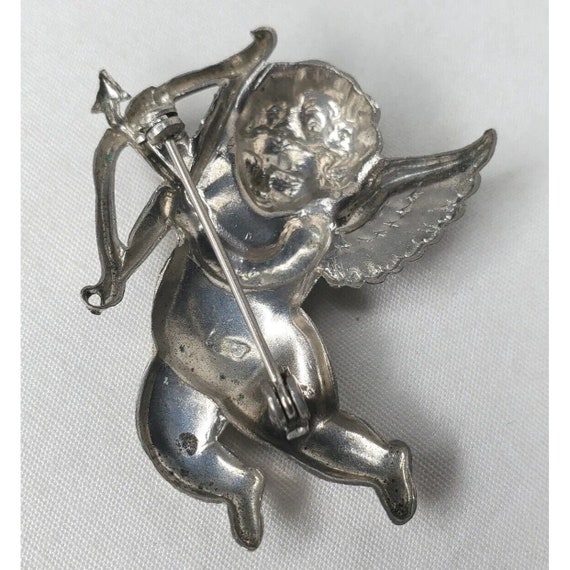 Vintage Silver Tone Chubby Cherub Cupid Brooch Pi… - image 4