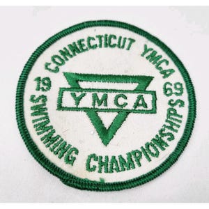Vintage 1969 Connecticut YMCA Swimming Championships Patch Swim Team Club Large