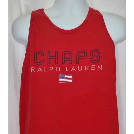 Vintage Chaps Ralph Lauren Tank Top Red Blue Amer… - image 7