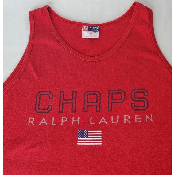 Vintage Chaps Ralph Lauren Tank Top Red Blue Amer… - image 1