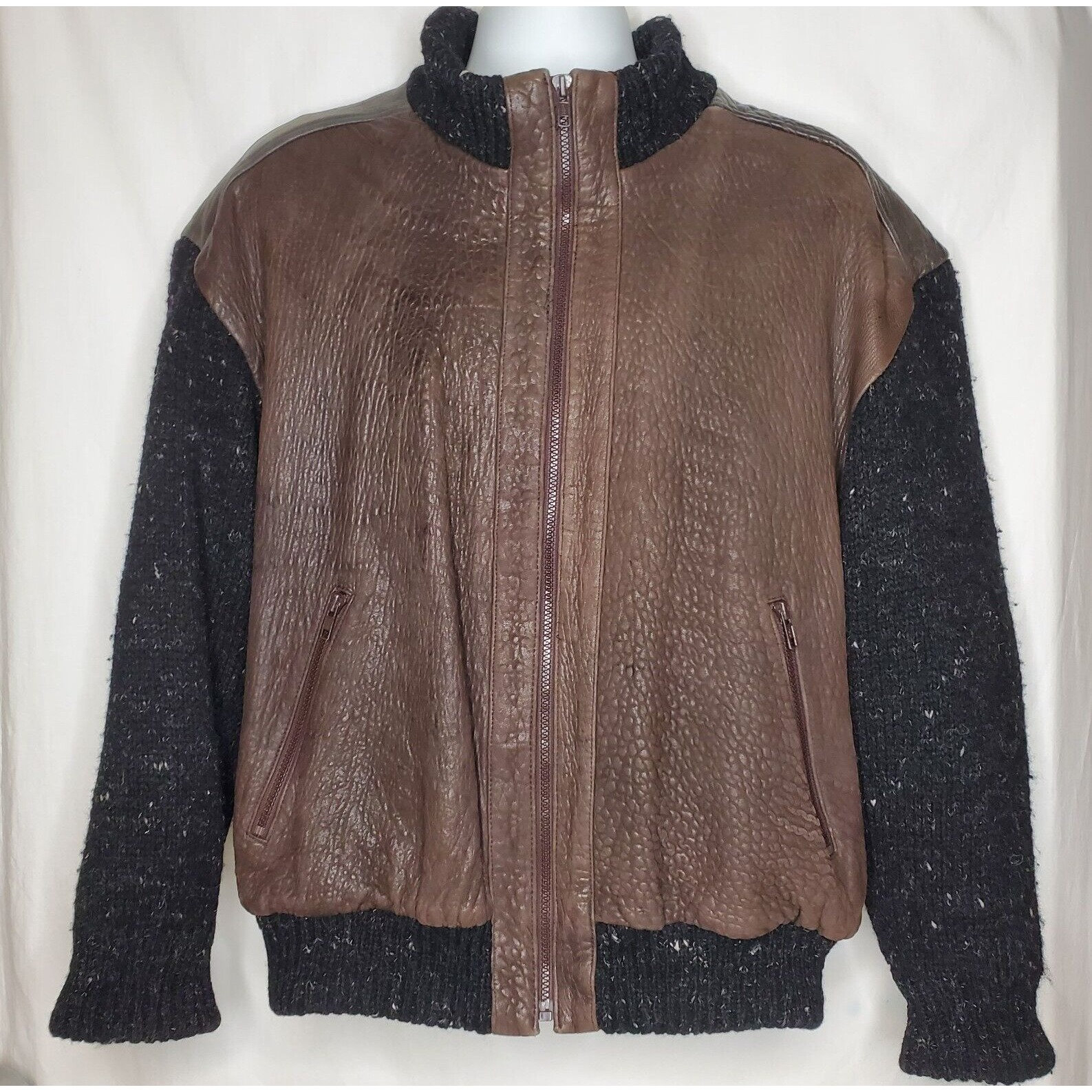 Vintage Yves Saint Laurent Leather Jacket 80s Bomber Style Size 40