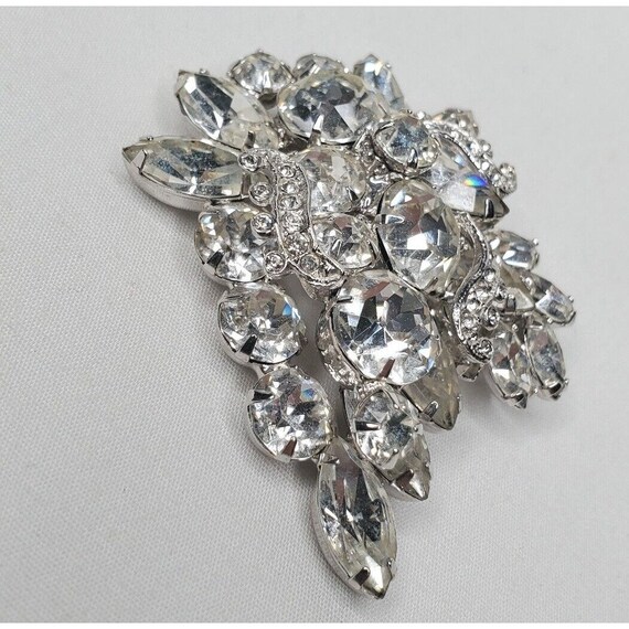 Vintage Weiss Rhinestone Brooch Faceted Clear Rho… - image 10