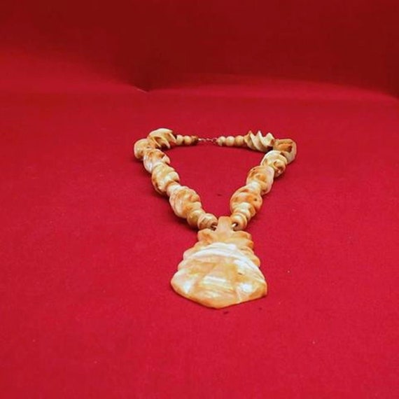 Mayan Sun God Alabaster Necklace - image 2