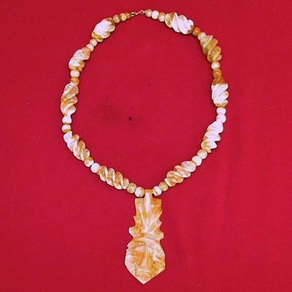 Mayan Sun God Alabaster Necklace - image 1