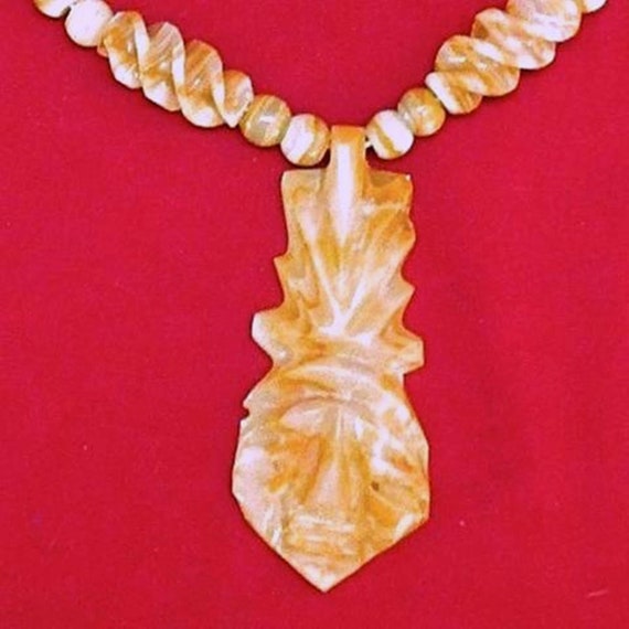 Mayan Sun God Alabaster Necklace - image 3