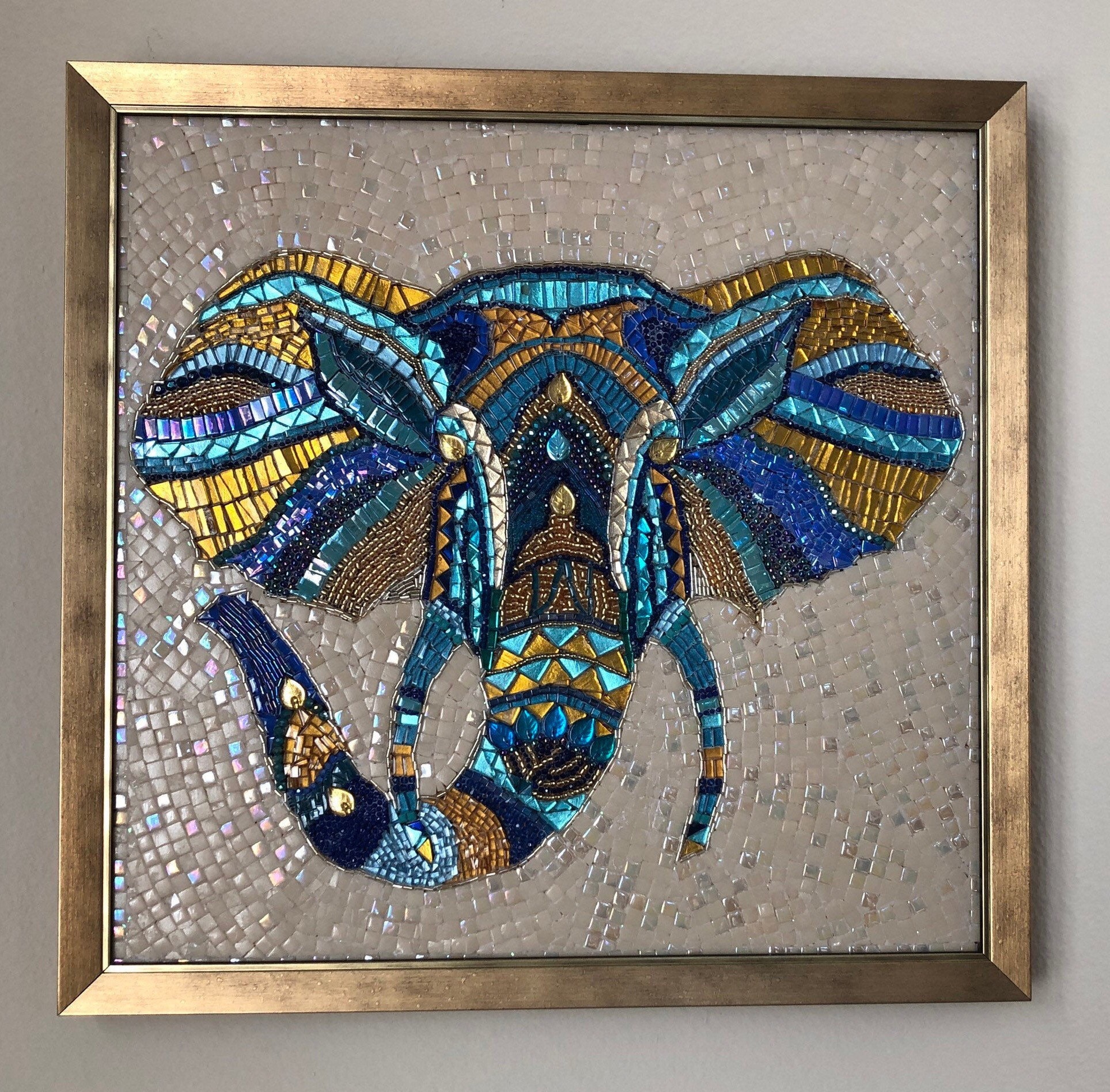 Mosaic Elephant Wall Art Etsy