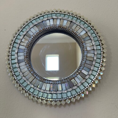 All White Wall Mirror Large Mosaic Mirror Neutral White Home Etsy