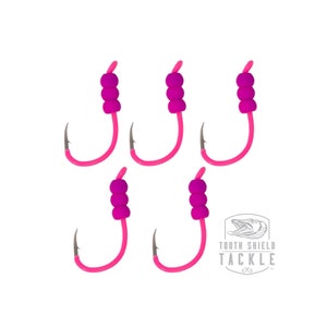 Tungsten Weighted Plummeting Tip-up / Dead stick Fluorescent Pink Hooks and Beads 5 Pack Tungsten Ice Jigs Walleye Jig Crappie Jig